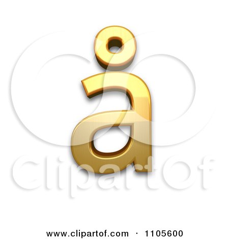 3d Gold  small letter a with ring above Clipart Royalty Free CGI Illustration by Leo Blanchette