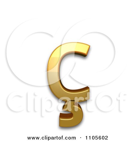 3d Gold  small letter c with cedilla Clipart Royalty Free CGI Illustration by Leo Blanchette