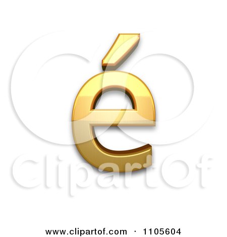 3d Gold  small letter e with acute Clipart Royalty Free CGI Illustration by Leo Blanchette