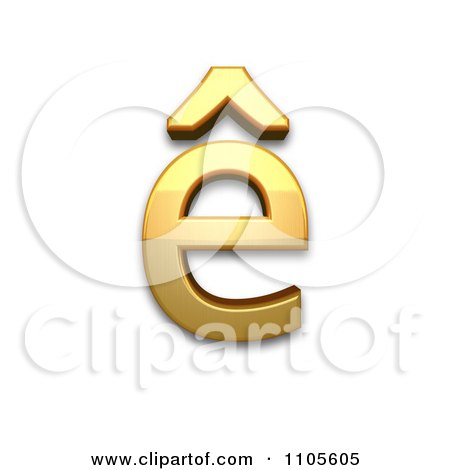 3d Gold  small letter e with circumflex Clipart Royalty Free CGI Illustration by Leo Blanchette