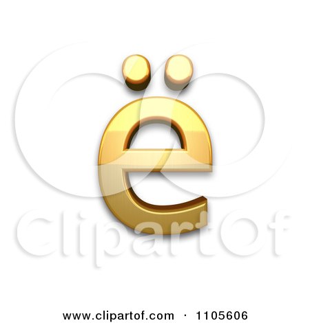 3d Gold  small letter e with diaeresis Clipart Royalty Free CGI Illustration by Leo Blanchette