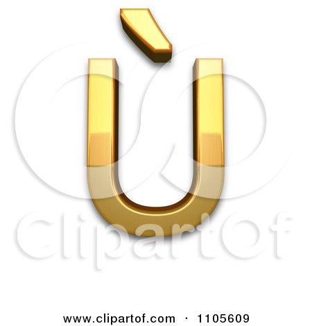 3d Gold  capital letter u with grave Clipart Royalty Free CGI Illustration by Leo Blanchette