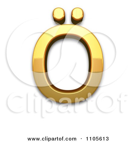 3d Gold  capital letter o with diaeresis Clipart Royalty Free CGI Illustration by Leo Blanchette