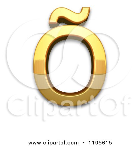 3d Gold  capital letter o with tilde Clipart Royalty Free CGI Illustration by Leo Blanchette