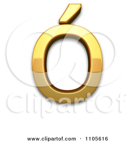 3d Gold  capital letter o with acute Clipart Royalty Free CGI Illustration by Leo Blanchette
