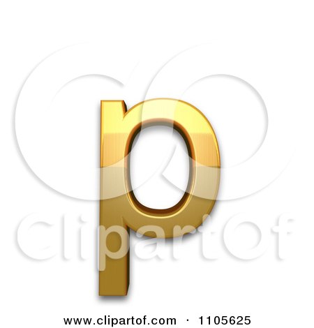 3d Gold  small letter p Clipart Royalty Free CGI Illustration by Leo Blanchette