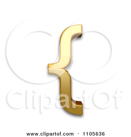 3d Gold left curly bracket Clipart Royalty Free CGI Illustration by Leo Blanchette