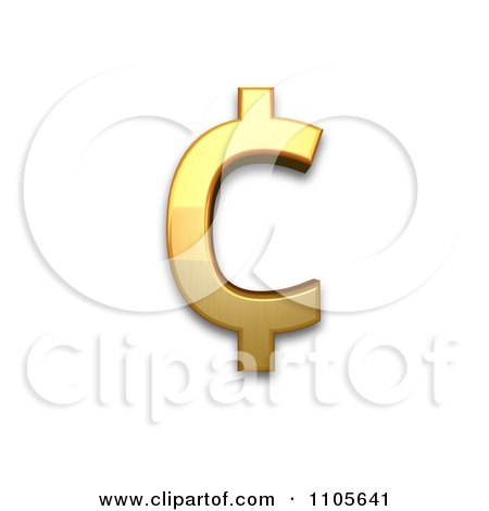 3d Gold cent sign Clipart Royalty Free CGI Illustration by Leo Blanchette