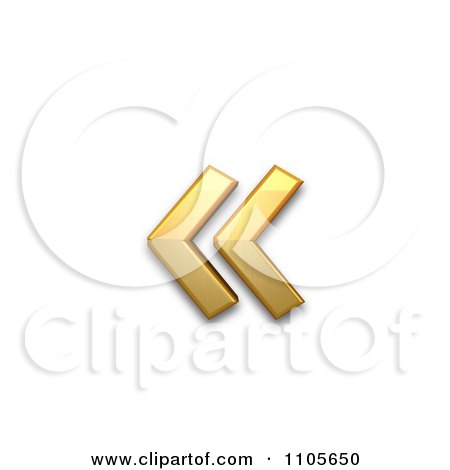 3d Gold left-pointing double angle quotation mark Clipart Royalty Free CGI Illustration by Leo Blanchette
