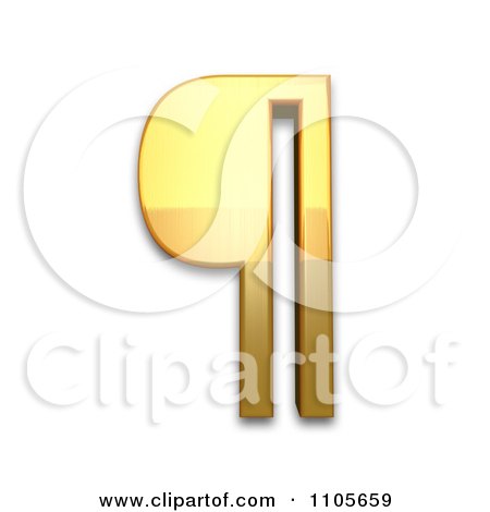 3d Gold pilcrow sign Clipart Royalty Free CGI Illustration by Leo Blanchette