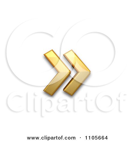 3d Gold right-pointing double angle quotation mark Clipart Royalty Free CGI Illustration by Leo Blanchette