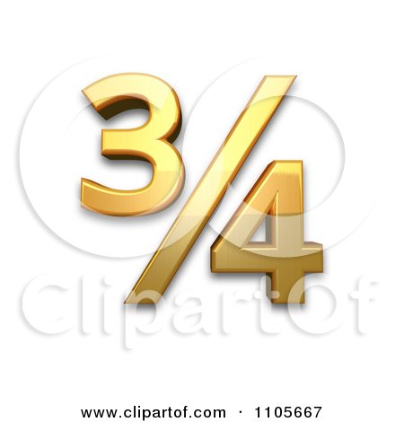 3d Gold vulgar fraction three quarters Clipart Royalty Free CGI Illustration by Leo Blanchette