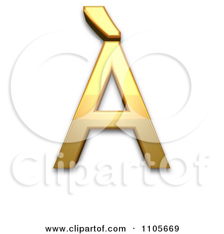 3d Gold  capital letter a with grave Clipart Royalty Free CGI Illustration by Leo Blanchette