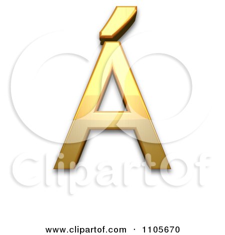 3d Gold  capital letter a with acute Clipart Royalty Free CGI Illustration by Leo Blanchette