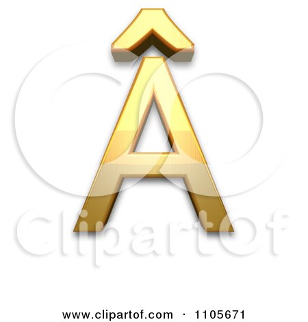 3d Gold  capital letter a with circumflex Clipart Royalty Free CGI Illustration by Leo Blanchette