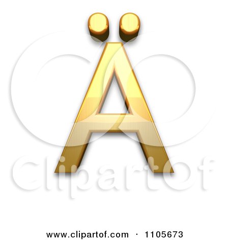 3d Gold  capital letter a with diaeresis Clipart Royalty Free CGI Illustration by Leo Blanchette
