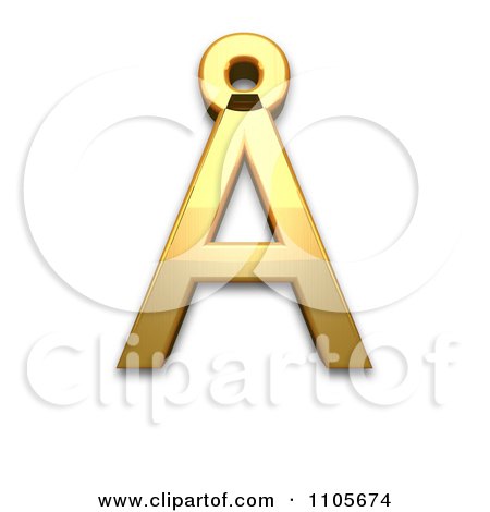 3d Gold  capital letter a with ring above Clipart Royalty Free CGI Illustration by Leo Blanchette
