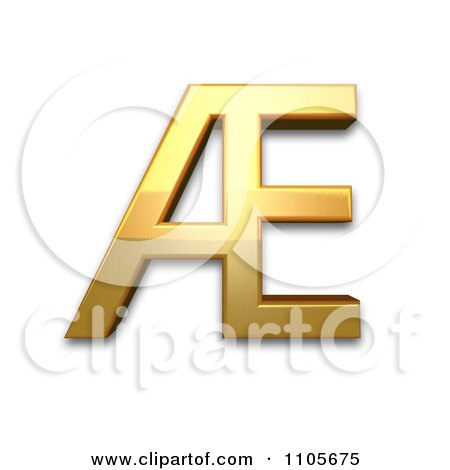 3d Gold  capital letter ae Clipart Royalty Free CGI Illustration by Leo Blanchette
