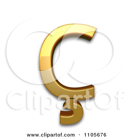 3d Gold  capital letter c with cedilla Clipart Royalty Free CGI Illustration by Leo Blanchette