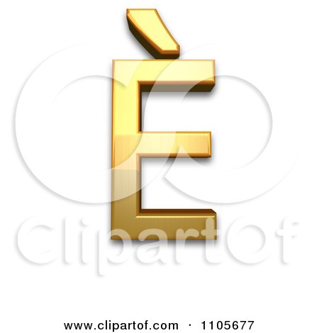 3d Gold  capital letter e with grave Clipart Royalty Free CGI Illustration by Leo Blanchette