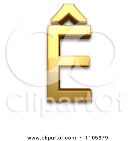 3d Gold  capital letter e with circumflex Clipart Royalty Free CGI Illustration by Leo Blanchette
