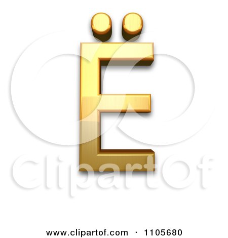 3d Gold  capital letter e with diaeresis Clipart Royalty Free CGI Illustration by Leo Blanchette
