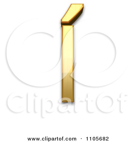 3d Gold  capital letter i with acute Clipart Royalty Free CGI Illustration by Leo Blanchette
