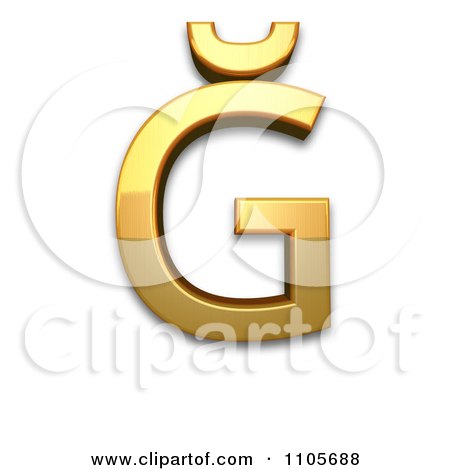 3d Gold  capital letter g with breve Clipart Royalty Free CGI Illustration by Leo Blanchette