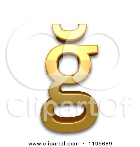 3d Gold  small letter g with breve Clipart Royalty Free CGI Illustration by Leo Blanchette