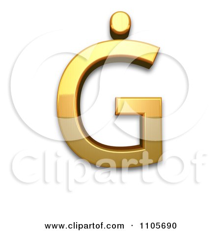 3d Gold  capital letter g with dot above Clipart Royalty Free CGI Illustration by Leo Blanchette