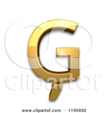 3d Gold  capital letter g with cedilla Clipart Royalty Free CGI Illustration by Leo Blanchette
