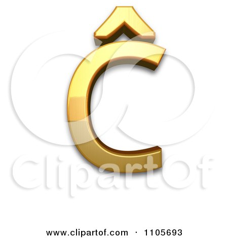 3d Gold  capital letter c with circumflex Clipart Royalty Free CGI Illustration by Leo Blanchette