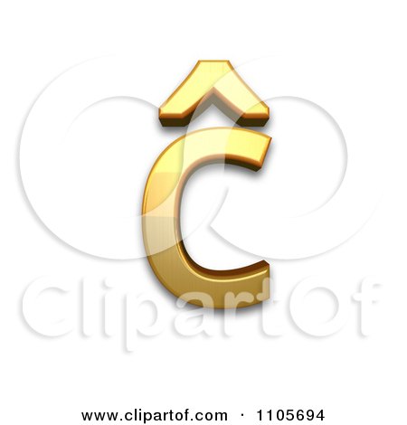 3d Gold  small letter c with circumflex Clipart Royalty Free CGI Illustration by Leo Blanchette