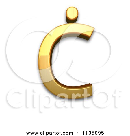 3d Gold  capital letter c with dot above Clipart Royalty Free CGI Illustration by Leo Blanchette