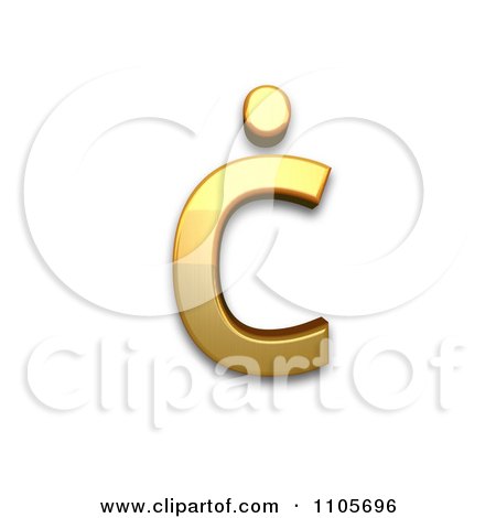 3d Gold  small letter c with dot above Clipart Royalty Free CGI Illustration by Leo Blanchette