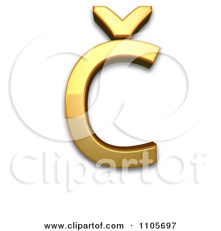 3d Gold  capital letter c with caron Clipart Royalty Free CGI Illustration by Leo Blanchette