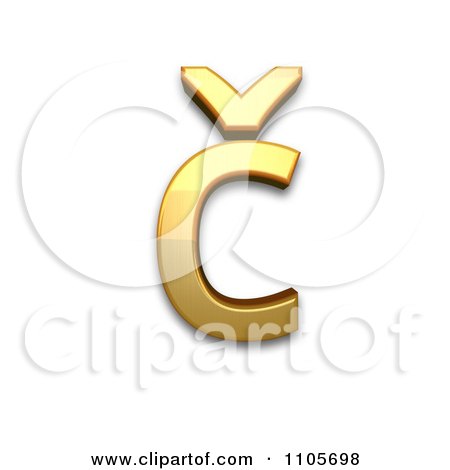 3d Gold  small letter c with caron Clipart Royalty Free CGI Illustration by Leo Blanchette