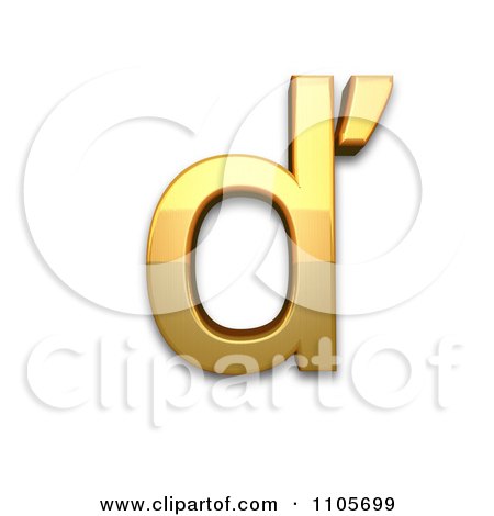 3d Gold  small letter d with caron Clipart Royalty Free CGI Illustration by Leo Blanchette