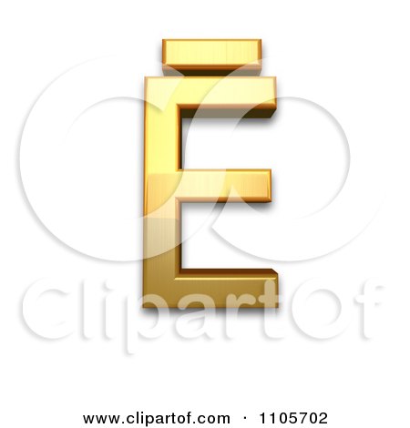3d Gold  capital letter e with macron Clipart Royalty Free CGI Illustration by Leo Blanchette