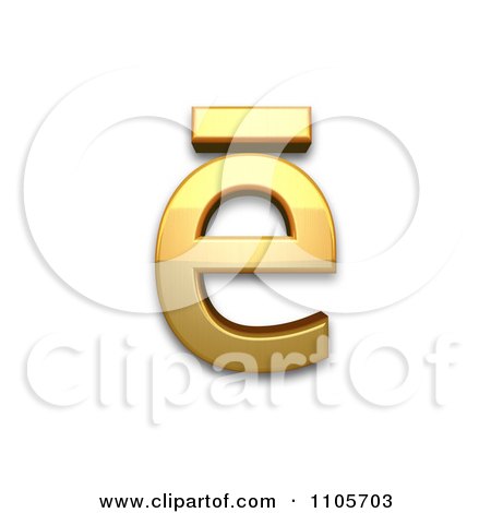 3d Gold  small letter e with macron Clipart Royalty Free CGI Illustration by Leo Blanchette