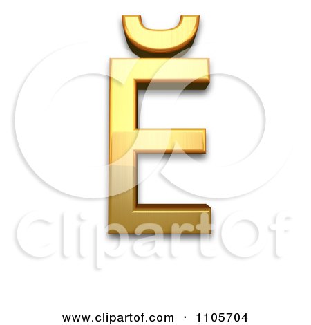 3d Gold  capital letter e with breve Clipart Royalty Free CGI Illustration by Leo Blanchette