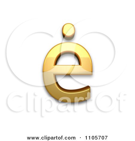 3d Gold  small letter e with dot above Clipart Royalty Free CGI Illustration by Leo Blanchette