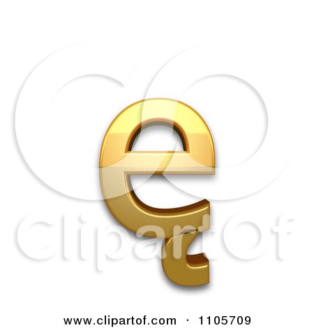 3d Gold  small letter e with ogonek Clipart Royalty Free CGI Illustration by Leo Blanchette