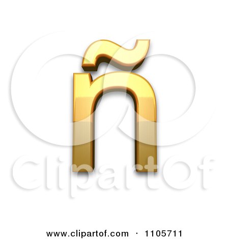 3d Gold  small letter n with tilde Clipart Royalty Free CGI Illustration by Leo Blanchette