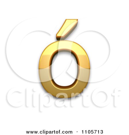 3d Gold  small letter o with acute Clipart Royalty Free CGI Illustration by Leo Blanchette