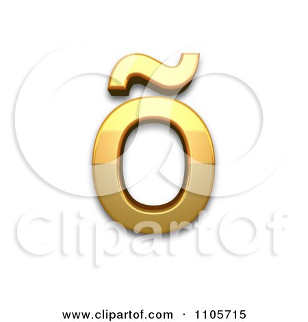 3d Gold  small letter o with tilde Clipart Royalty Free CGI Illustration by Leo Blanchette