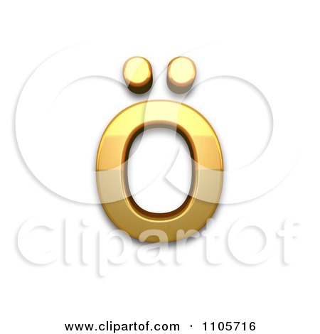 3d Gold  small letter o with diaeresis Clipart Royalty Free CGI Illustration by Leo Blanchette