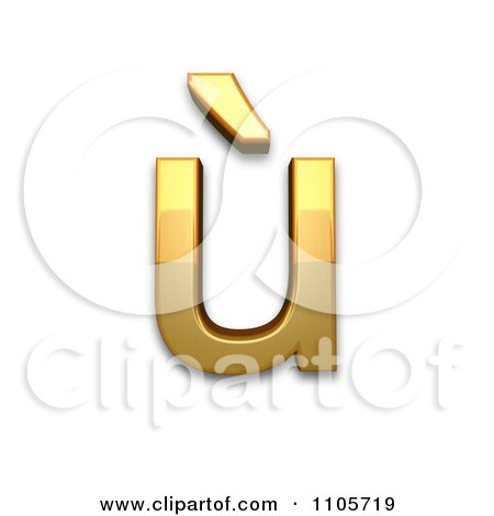 3d Gold  small letter u with grave Clipart Royalty Free CGI Illustration by Leo Blanchette