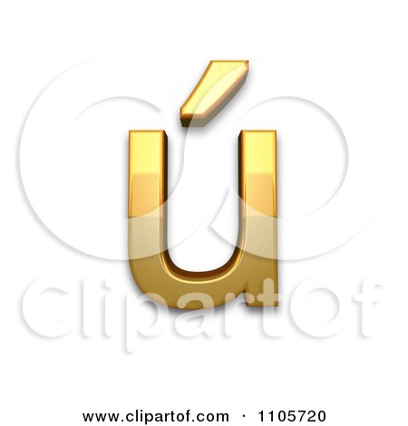 3d Gold  small letter u with acute Clipart Royalty Free CGI Illustration by Leo Blanchette