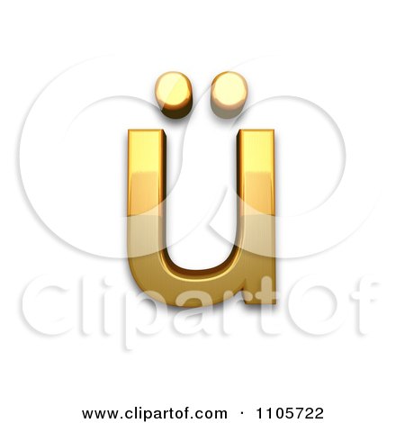 3d Gold  small letter u with diaeresis Clipart Royalty Free CGI Illustration by Leo Blanchette